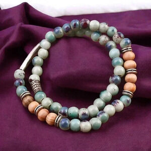 🆕️Boho Chic Double Loop Stretchy Fashion Bracelet - Handcrafted Earth Tones 🌾